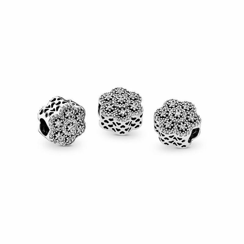 Pandora Crystalized Floral Charm - Sterling Silver/Cubic Zirconia - Canada | UV4740VT